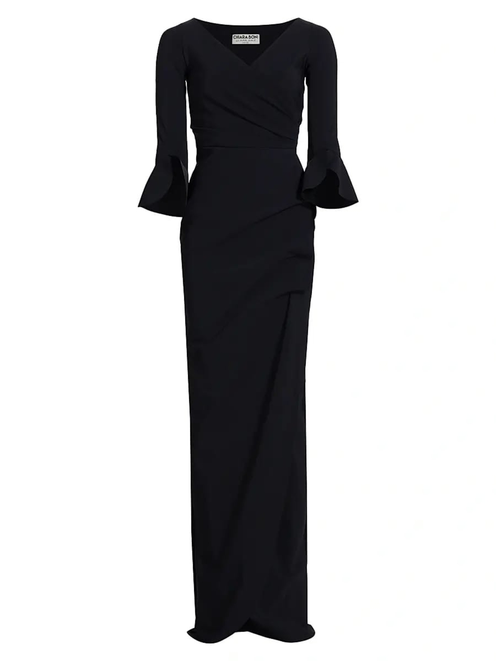 Chiara Boni Black Long Sleeve Sheath Gown